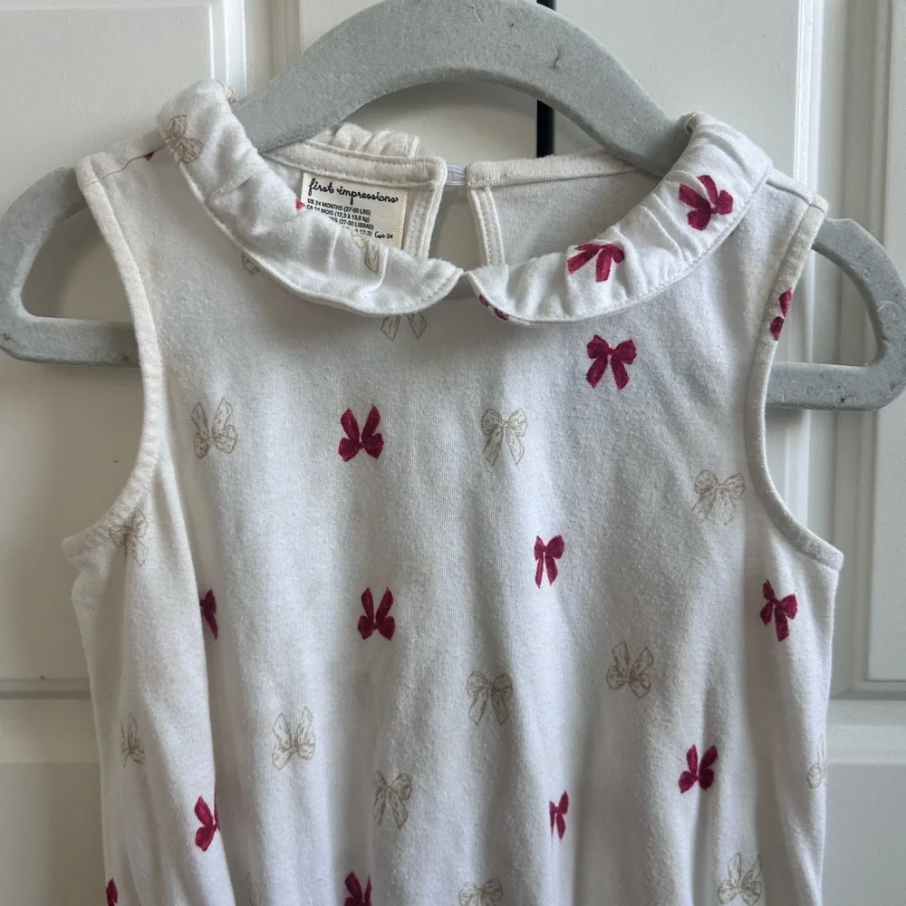 White Baby Girl Bow Bubble Romper
